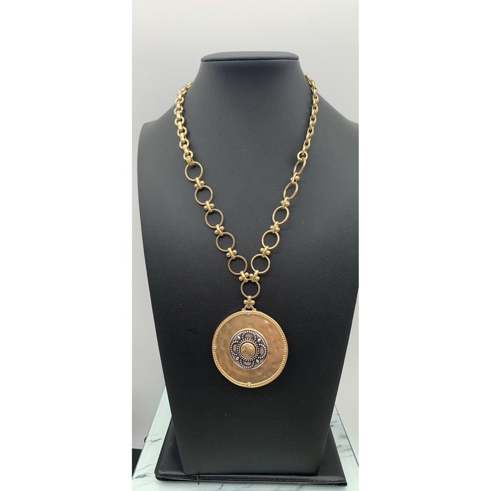 Chico's Gold Tone Statement Medallion Necklace